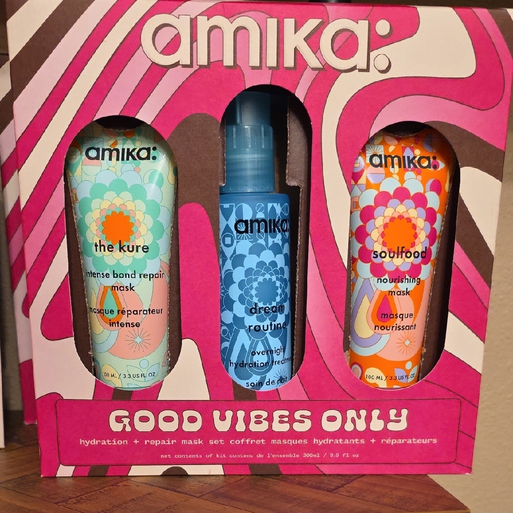 Amika Good Vibes Only Hair Care Set - Pink, Blue, Orange